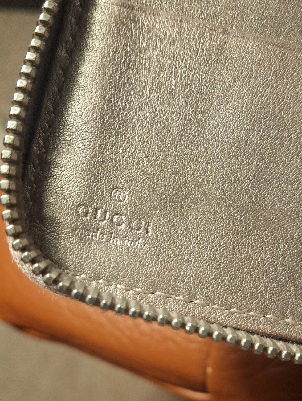 Gucci Metallic Taupe GG Zip Around Wallet - Metallic Beige - Picture 3 of 12